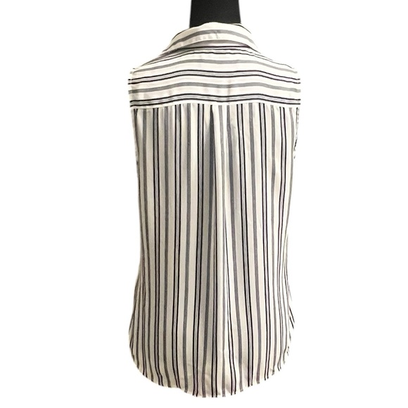 Banana Republic White & Navy Striped Sleeveless Button Down Shirt XS - Picture 3 of 8